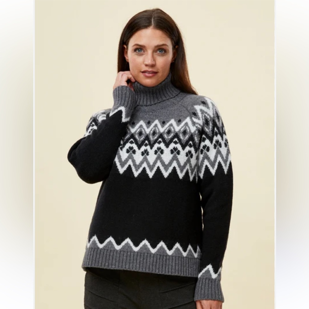 KRIMSON KLOVER Layla Fair Isle Turtleneck Sweater Wool Blend Size XS EUC